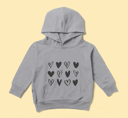 Black White Simple Heart Valentine's Day Hoodie